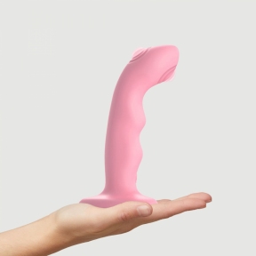 Насадка для страпона с двойной точечной пульсацией Strap-On-Me TAPPING DILDO WAVE – CORAL PINK, М 3
