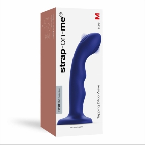 Насадка для страпона с двойной точечной пульсацией Strap-On-Me TAPPING DILDO WAVE – NIGHT BLUE, М 4