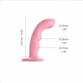 Насадка для страпона с двойной точечной пульсацией Strap-On-Me TAPPING DILDO WAVE – CORAL PINK, М 0