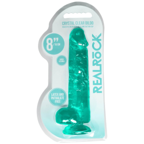Реалистичный фаллоимитатор RealRock Crystal Clear, 19 см, бирюзовый 4
