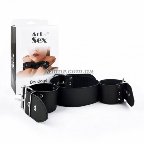 Ошейник с наручниками из натуральной кожи Art of Sex - Bondage Collar with Handcuffs 5