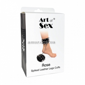 Поножі із шипами з натуральної шкіри Art of Sex - Rose, чорні 1