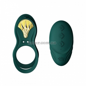 Смартэрекционное кольцо Zalo BAYEK Turquoise Green, двойное с вводимой частью, пульт ДУ 4