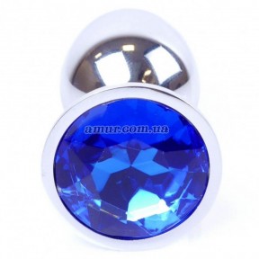Анальная пробка «Jewellery Silver» с синим кристалом 0