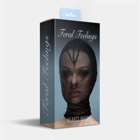 Маска серце сітка із повністю закритим обличчям Feral Feelings - Hearts Mask, чорна 0