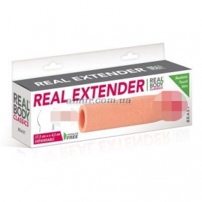 Насадка на член Real Body — Real Extender Beast, с приоткрытой головкой 1