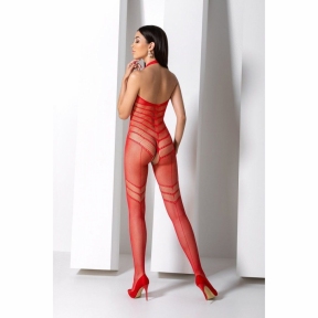 Бодістокінг з плетінням на животику Passion BS100 One Size, червоний, декоративний шов, з доступом 2
