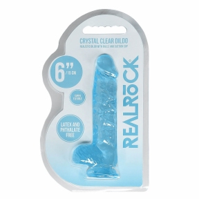 Фаллоимитатор «Realrock Dildo 6», 17 см, голубой 5