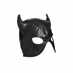 Маска з рогами Master Series: Dungeon Demon Bondage Mask with Horns, чорна 2