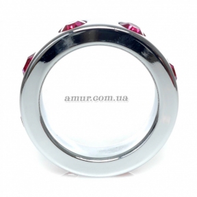 Металлическое эрекционное кольцо «Pink Diamonds», с розовыми стразами 0