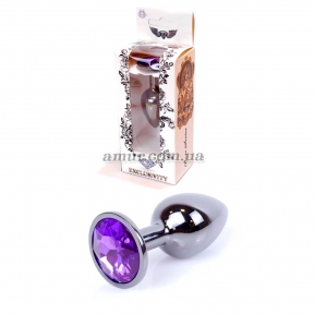 Анальная пробка «Jewellery Dark Silver» с фиолетовым кристалом 8