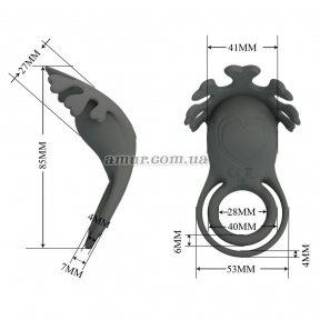 Ерекційне кільце з вібрацією «Ruben», сіре, 7 режимів вібрації 4