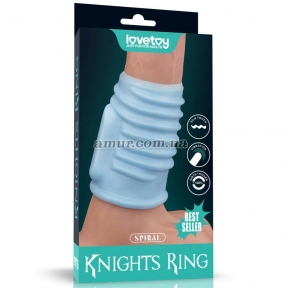 Насадка на пенис с вибрацией «Vibrating Spiral Knights Ring» голубая 8