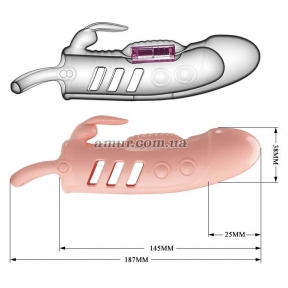 Насадка з вібрацією та стимуляцією клітора «Penis Sleeve Sloane» тілесна 5