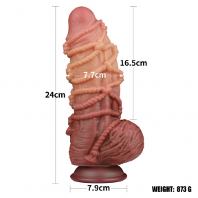 Фаллоимитатор «Dual layered Platinum Silicone Cock with Rope», 24 см 3