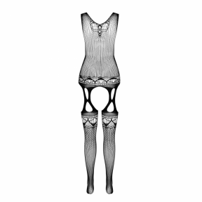 Бодистокинг с плетением на груди Passion BS099 One Size, красный, открытый доступ, имитация подвязок 0