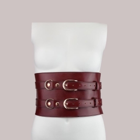 Шкіряний пояс для бондажу Liebe Seele Wine Red Waist Cuff 6