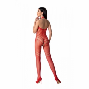 Бодістокінг з плетінням на животику Passion BS100 One Size, червоний, декоративний шов, з доступом 1