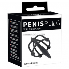 Уретральная вставка «Penis Plug With Glans Cage», черная 6
