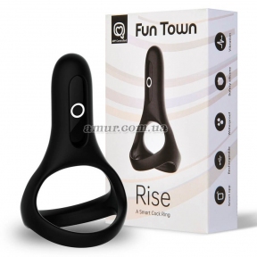 Двойное эрекционное кольцо Fun Town Rise Black, управление со смартфона 7