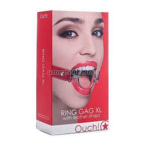 Кляп-кольцо с красным ремешком «Ring Gag XL» 0