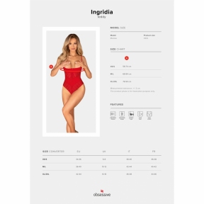 Боді з доступом Obsessive Ingridia crotchless teddy, червоні, відкриті груди 3