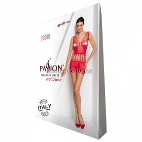 Бодистокинг — мини-платье с бабочками Passion BS090, красное 3