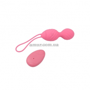 Вагінальні кульки «Ridged M-mello» рожеві, з пультом ДУ 1