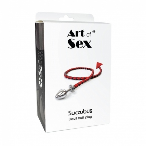 Металлическая анальная пробка L с дьявольским хвостом Art of Sex - Succubus, экокожа, красный 4