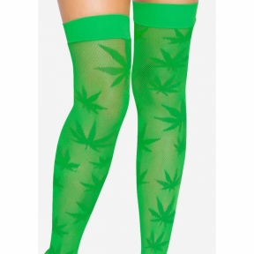 Чулки с рисунком Leg Avenue 420 Net thigh highs, зеленые 2