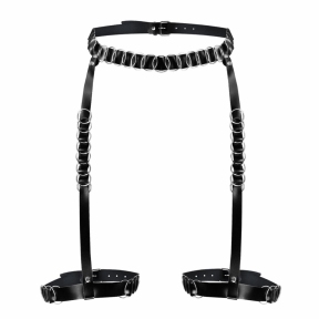 Гартери оздоблені кільцями Art of Sex - Geneva, Натуральна шкіра 2