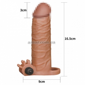 Насадка на пенис «Pleasure X-Tender», коричнеая, с виброелементом 3