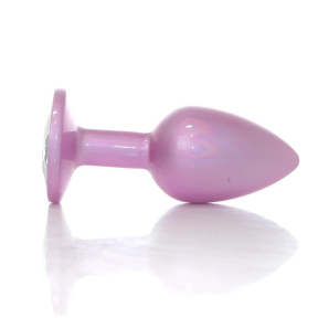 Анальная пробка Jewellery Pearl Pink Plug S, с прозрачным камнем 1