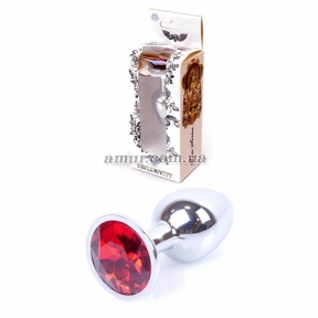 Анальная пробка «Jewellery Silver» с красным кристалом 7