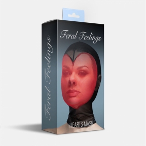 Маска серце сітка із повністю закритим обличчям Feral Feelings - Hearts Mask, чорно-червона 0