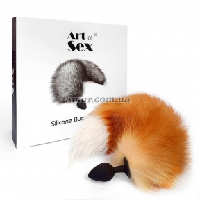 Силиконовая анальная пробка с хвостом из натурального меха Art of Sex, Foxy fox, M 4