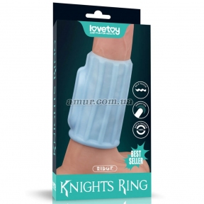 Насадка на пенис с вибрацией «Vibrating Spiral Knights Ring 3» голубая 8