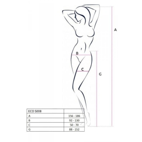 Эротические колготки-бодистокинг Passion ECO S008, черный, с имитацией чулок и пояса 2