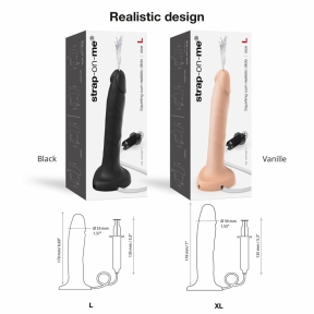 Кончаючий фалоімітатор Strap-On-Me Squirting Cum Dildo Realistic Black, діам. 3,5 см, силікон 3