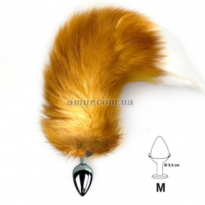 Металлическая анальная пробка с хвостом из натурального меха Art of Sex Foxy fox, M