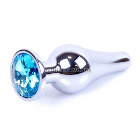 Анальная пробка «Jewellery Silver Butt» с голубым кристалом