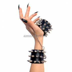 Наручники с шипами Art of Sex - Rose Spiked Leather Handcuffs, натуральная кожа