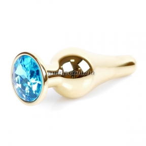 Анальная пробка «Jawellery Gold» с голубым кристалом