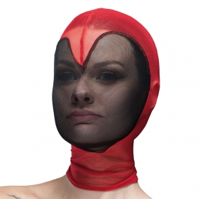 Сітчаста маска-серце з повністю закритим обличчям Feral Feelings - Hearts Mask, чорна з червоним Сітчаста маска-серце з повністю закритим обличчям Feral Feelings - Hearts Mask, чорна з червоним