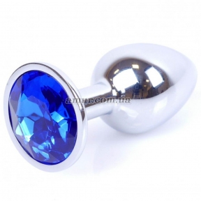 Анальная пробка «Jewellery Silver» с синим кристалом