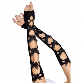 Митенки Leg Avenue Butterfly applique arm warmers, черные , бабочки