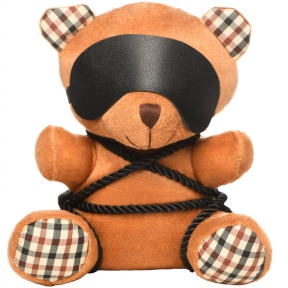 Плюшеве ведмежа Rope Teddy Bear БДСМ у шкіряній масці та обв'язці, 22x16x12 см