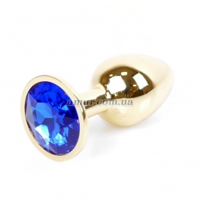 Анальная пробка «Jewellery Gold» с синим кристалом
