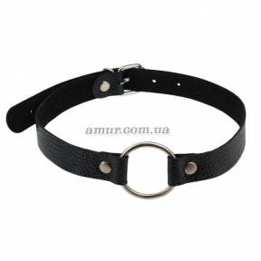 Кляп с кольцом «Leather O-Ring Gag», черный