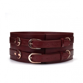 Шкіряний пояс для бондажу Liebe Seele Wine Red Waist Cuff